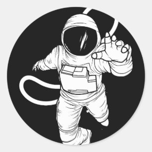 Retro Buitenruimte Grappige Astronaut Ronde Sticker