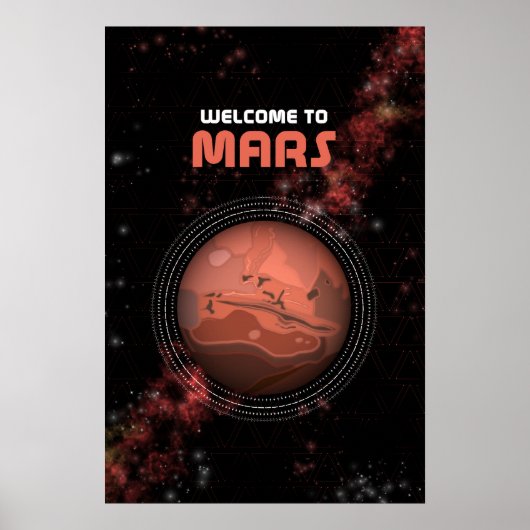 Retro Buitenruimte Mars - Kunst voor zonnestelsel Poster (Voorkant)