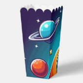 Retro, buitenruimte raket bedankdoosjes (Achterkant)