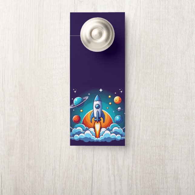 Retro, buitenruimte raket deurhanger (Op knop)