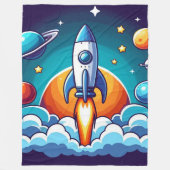 Retro, buitenruimte raket fleece deken (Voorkant)