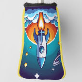 Retro, buitenruimte raket golfheadcover (Draai 90)