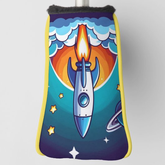 Retro, buitenruimte raket golfheadcover (Draai 90)