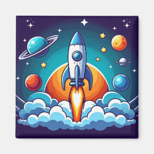 Retro, buitenruimte raket magneet