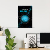 Retro Buitenspatie met de Planet Uranus Poster (Thuiskantoor)