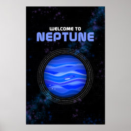 Retro Buitenspatie met Planet Neptune Poster