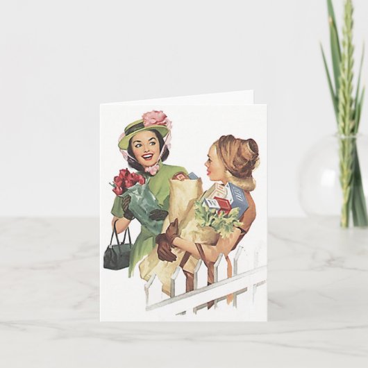 Retro  buitenwijken vrienden Ontmoet Kaart (Voorkant)