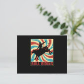 Retro  Bull Riding Cowboy Land Rodeo Gif Briefkaart (Staand voorkant)