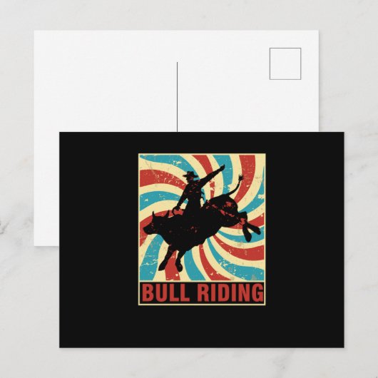 Retro  Bull Riding Cowboy Land Rodeo Gif Briefkaart (Voorkant / Achterkant)