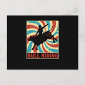 Retro  Bull Riding Cowboy Land Rodeo Gif Briefkaart (Voorkant)