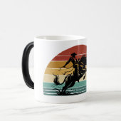 Retro Bull Riding Sunset Western Art Magische Mok (Voorkant links)