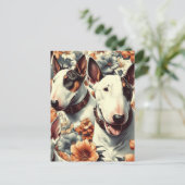 Retro Bull Terrier Naadloos schilderen Briefkaart (Staand voorkant)