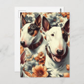 Retro Bull Terrier Naadloos schilderen Briefkaart (Voorkant / Achterkant)