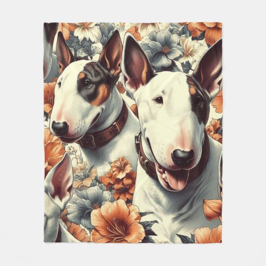 Retro Bull Terrier Naadloos schilderen Fleece Deken (Voorkant)