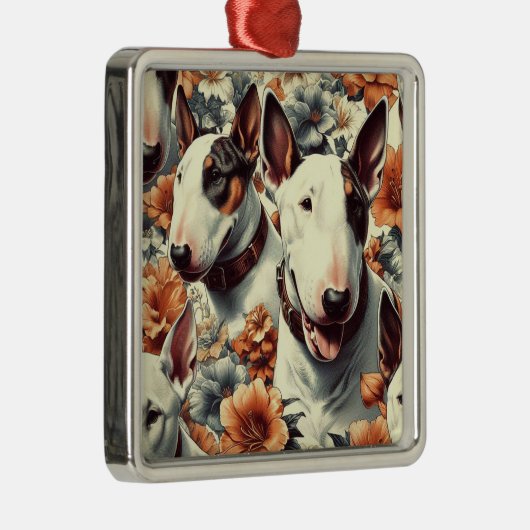 Retro Bull Terrier Naadloos schilderen Metalen Ornament (Rechts)