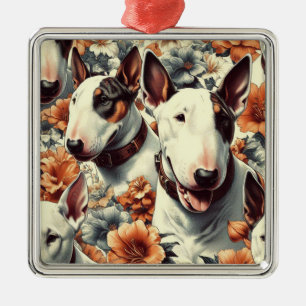 Retro Bull Terrier Naadloos schilderen Metalen Ornament