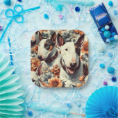 Retro Bull Terrier Naadloos schilderen Papieren Bordje (Feest)