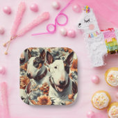 Retro Bull Terrier Naadloos schilderen Papieren Bordje (Feest)