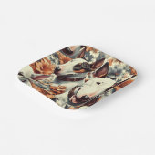 Retro Bull Terrier Naadloos schilderen Papieren Bordje (Gebogen)