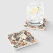 Retro Bull Terrier Naadloos schilderen Stenen Onderzetter (Zijkant)