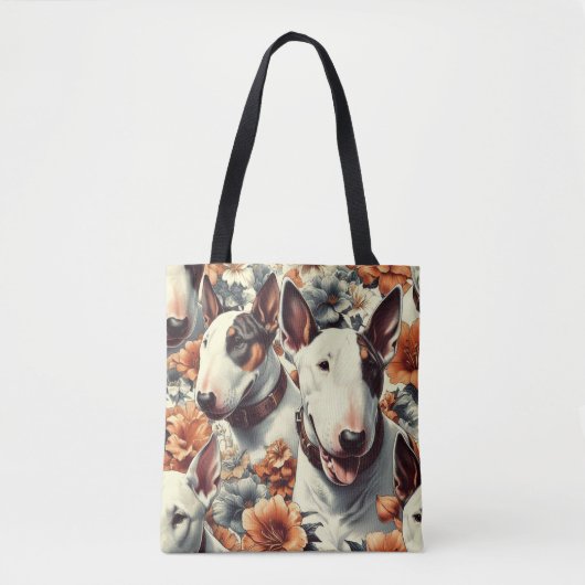 Retro Bull Terrier Naadloos schilderen Tote Bag (Voorkant)