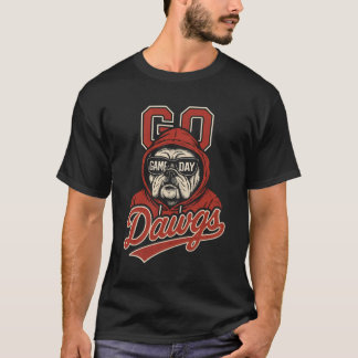 Retro Bulldog Atletiek Koele Wedstrijd Dag T-shirt
