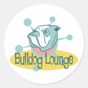 Retro Bulldog Lounge Ronde Sticker