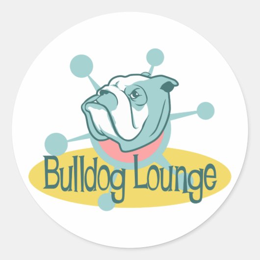 Retro Bulldog Lounge Ronde Sticker (Voorkant)