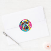 Retro Bulldog Pop Art Ronde Sticker (Envelop)