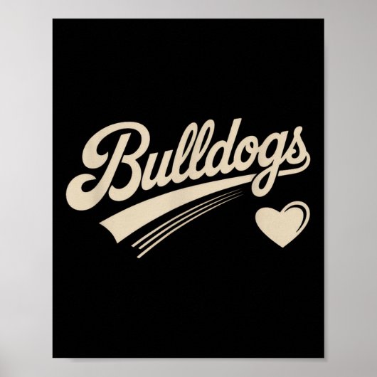 Retro Bulldogs  hart voor mannen Vrouwen Kinder Poster (Voorkant)