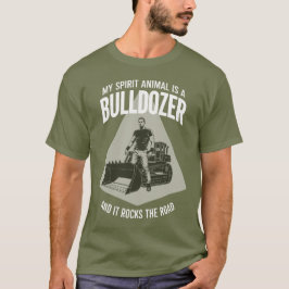 Retro Bulldozerbestuurder Silhouet Minimalistisch T-shirt
