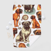 Retro Bullmastiff naadloos Golfhanddoek (Insitu)