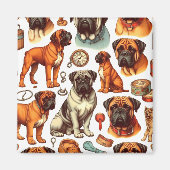 Retro Bullmastiff naadloos Magneet (Voorkant)