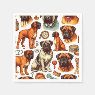 Retro Bullmastiff naadloos Servet