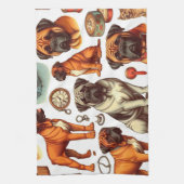 Retro Bullmastiff naadloos Theedoek (Verticaal)