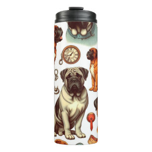 Retro Bullmastiff naadloos Thermosbeker