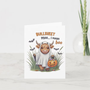 Retro Bullsheet Halloween Koe Ghost Moo Ik bedoel Kaart