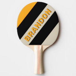 Retro Bumblebee Buzz Krachtige Strepen met Naam Tafeltennisbatje