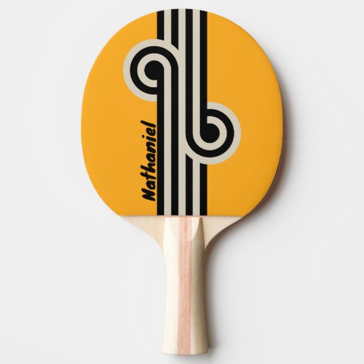 Retro Bumblebee Buzz Loop met naam Tafeltennisbatje (Voorkant)