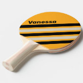 Retro Bumblebee Buzz Schuin Strepen met Naam Tafeltennisbatje (Voorkant Gekanteld)