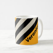Retro Bumblebee Buzz Strepen met Naam Koffiemok (Voorkant rechts)