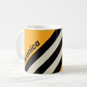 Retro Bumblebee Buzz Strepen met Naam Koffiemok (Voorkant links)
