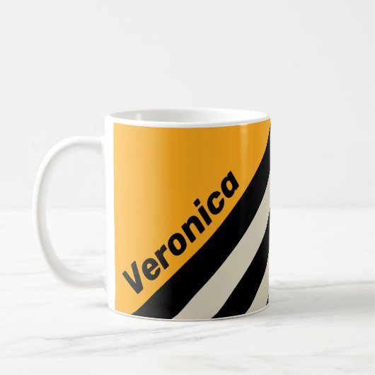 Retro Bumblebee Buzz Strepen met Naam Koffiemok (Links)