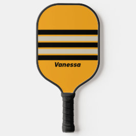 Retro Bumblebee Zoem Over Strepen met Naam Pickleball Paddle