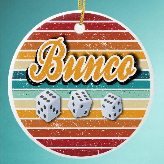 Retro  Bunco Dice Keramisch Ornament