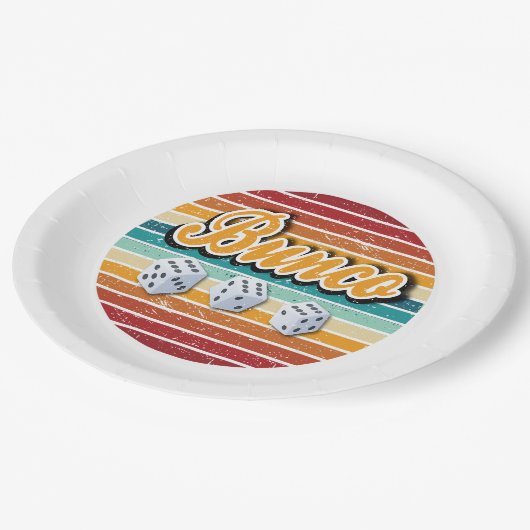 Retro  Bunco Game Night Party Papieren Bordje (Gekanteld)