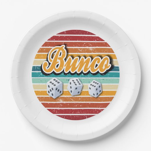 Retro  Bunco Game Night Party Papieren Bordje (Voorkant)