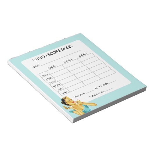 Retro Bunco Game Score Pad Notitieblok (Schuin)