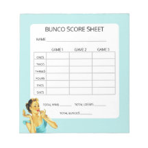 Retro Bunco Game Score Pad