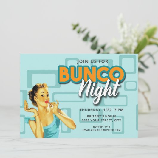 Retro Bunco Nacht Kaart (Staand voorkant)